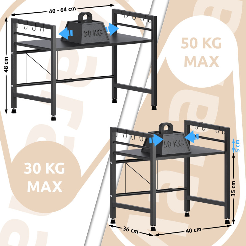 Support pour micro-ondes à 2 niveaux Marana noir