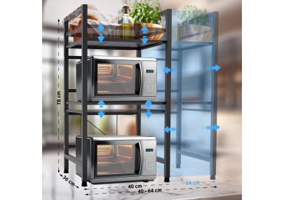 Estante Marana para microondas Negro,de 3 niveles