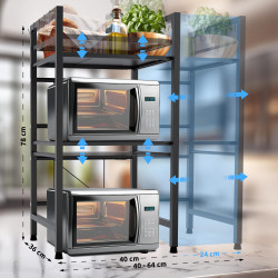 Estante Marana para microondas Negro,de 3 niveles