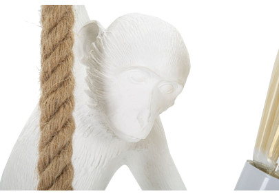 GLAM Meuble Singe Blanc – Chic Animalier et Design Glam Ø27x32x60 cm