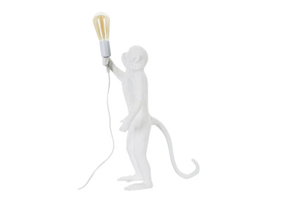 GLAM Lampe de Table Singe Blanc – Élégance Animalière Ø26x34x55 cm