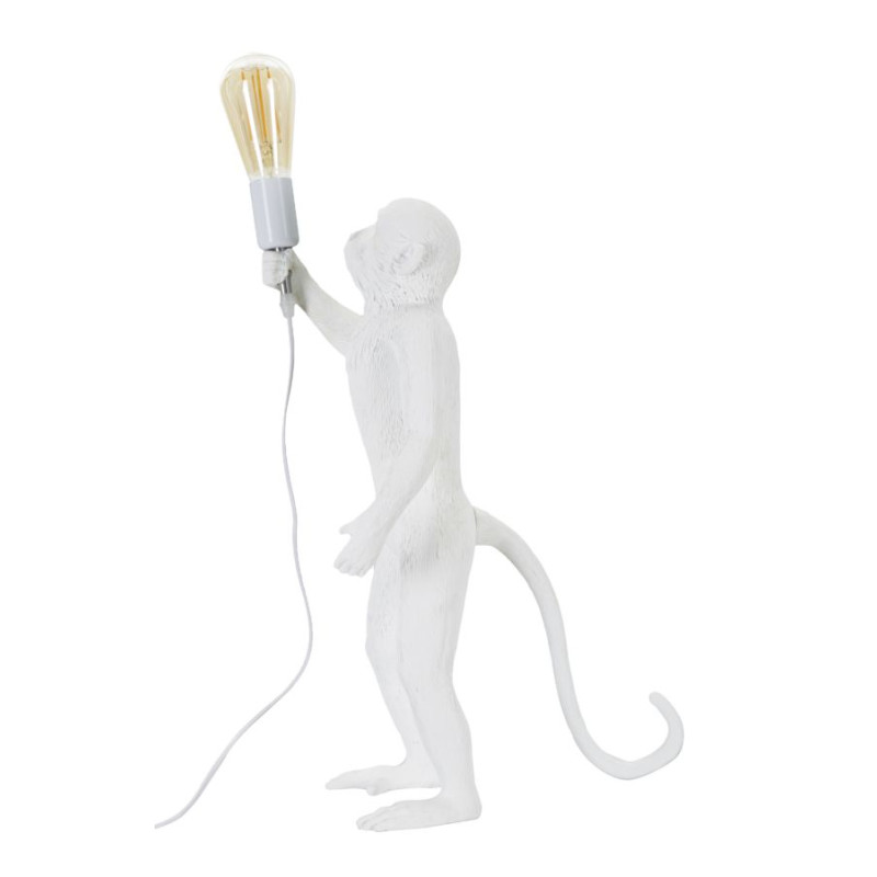 GLAM Lampe de Table Singe Blanc – Élégance Animalière Ø26x34x55 cm
