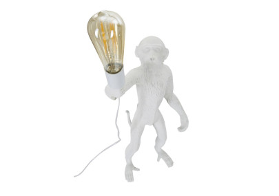 GLAM Lampe de Table Singe Blanc – Élégance Animalière Ø26x34x55 cm