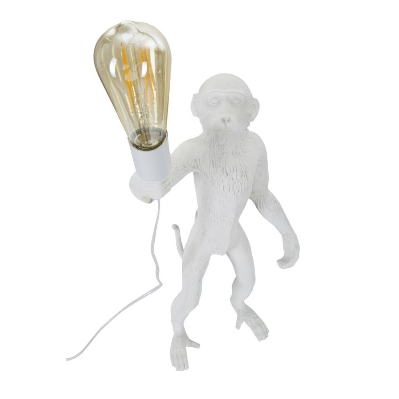 GLAM Lampe de Table Singe Blanc – Élégance Animalière Ø26x34x55 cm