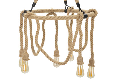 Plafonnier Cercle de Corde – Éclairage Bohème et Naturel Ø 64x90 cm