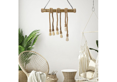Plafonnier Bambou/Corde – Style Naturel et Élégant 80x15x120 cm