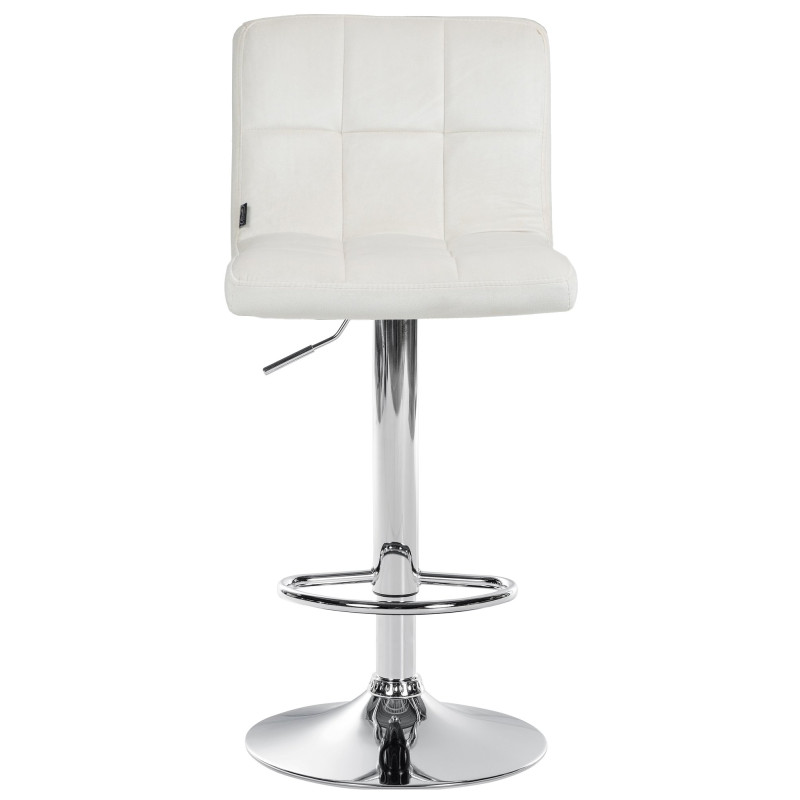 Tabouret de bar Peru, velours, chrome, crème