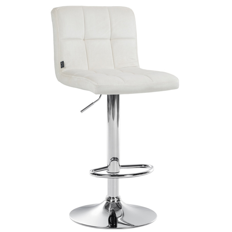 Tabouret de bar Peru, velours, chrome crème