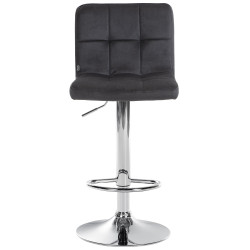 Tabouret de bar Peru, velours, chrome noir