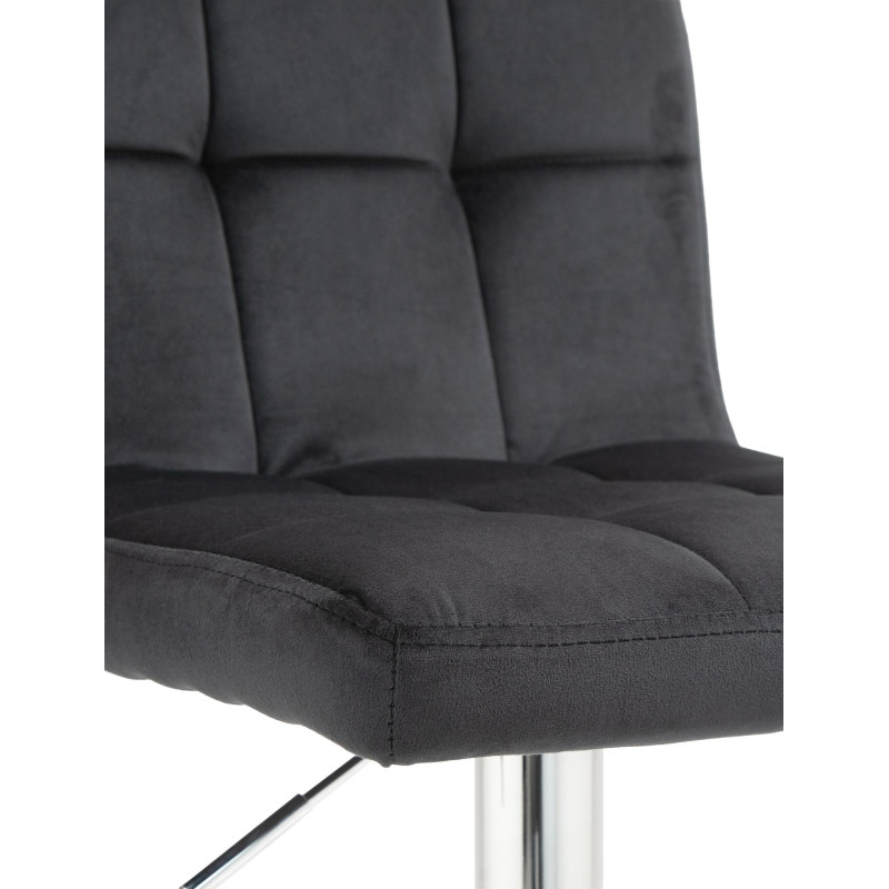 Tabouret de bar Peru, velours, chrome noir