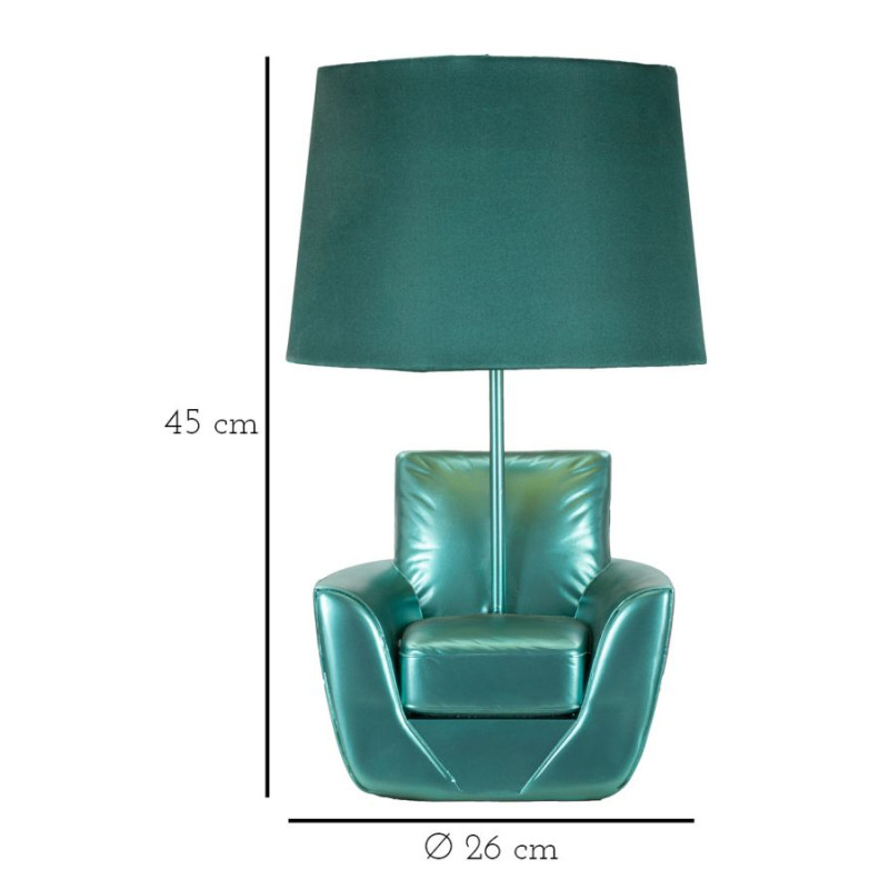 Lampe de Table Midcentury Turquoise – Design Élégant Ø 26x43 cm
