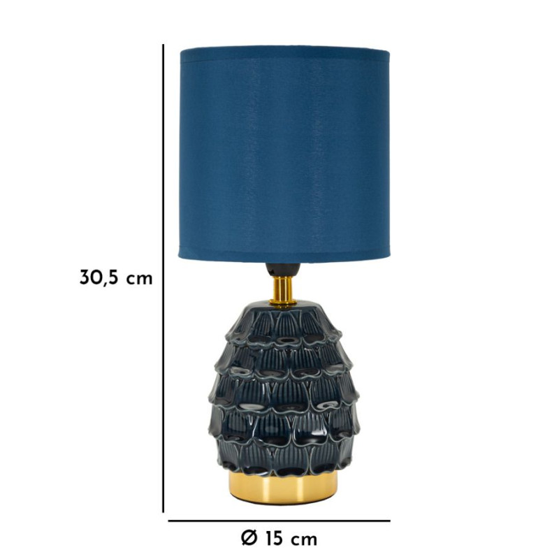 Lampe de Chevet Pigny Bleu – Style Moderne Ø 15x30,5 cm