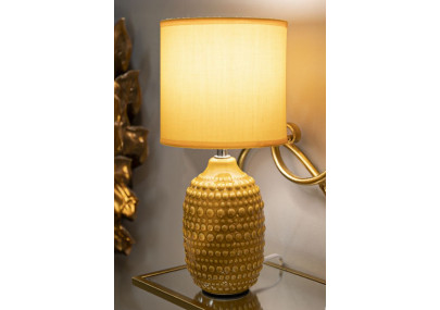 Lampe de Chevet Points Moutarde – Style Contemporain Ø 15x30,5 cm