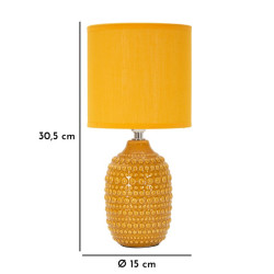 Lampe de Chevet Points Moutarde – Style Contemporain Ø 15x30,5 cm