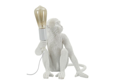 Lampe de Table Singe Assis Blanc – Élégance Chic 33x33x32 cm