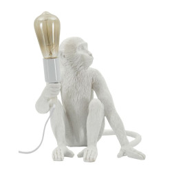 Lampe de Table Singe Assis Blanc – Élégance Chic 33x33x32 cm