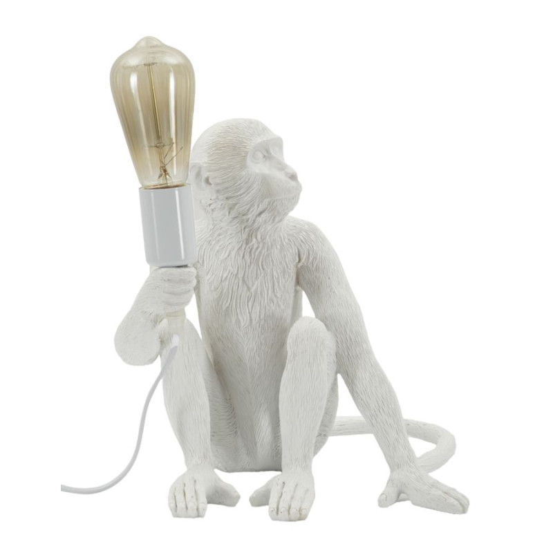 Lampe de Table Singe Assis Blanc – Élégance Chic 33x33x32 cm