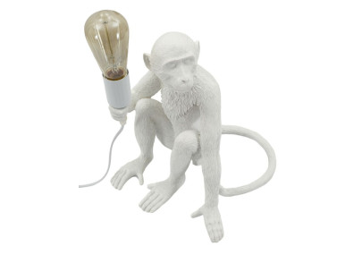 Lampe de Table Singe Assis Blanc – Élégance Chic 33x33x32 cm