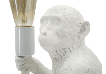 Lampe de Table Singe Assis Blanc – Élégance Chic 33x33x32 cm