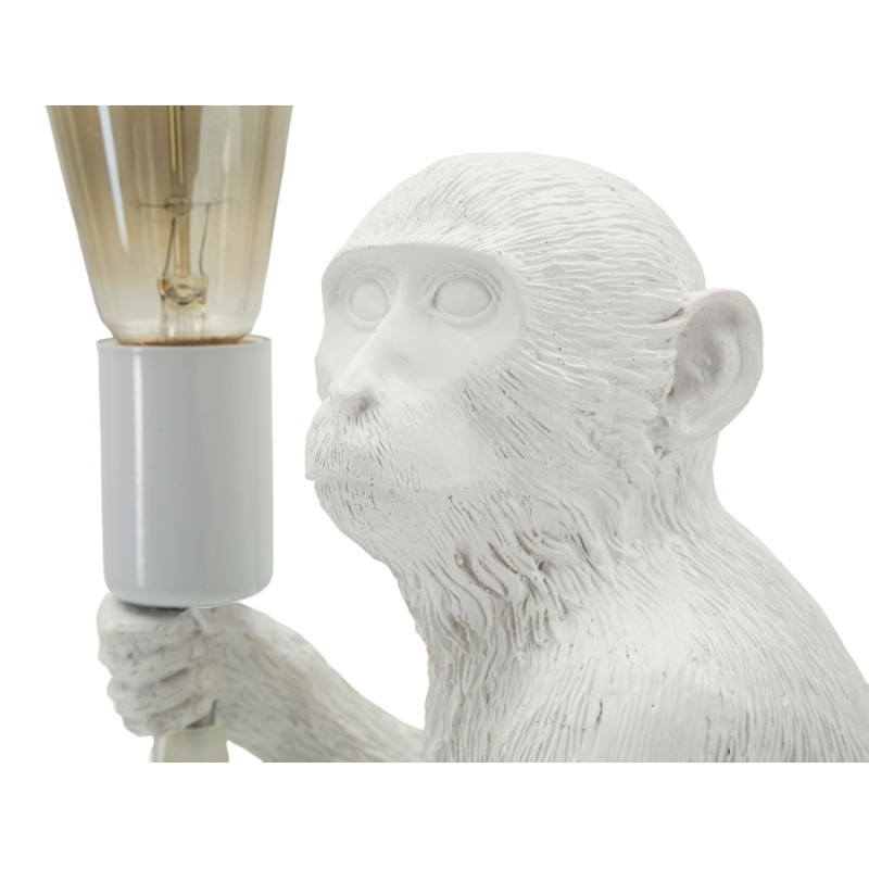 Lampe de Table Singe Assis Blanc – Élégance Chic 33x33x32 cm