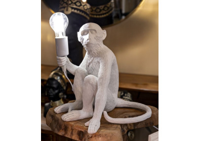Lampe de Table Singe Assis Blanc – Élégance Chic 33x33x32 cm