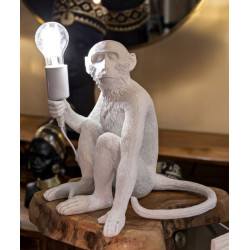 Lampe de Table Singe Assis Blanc – Élégance Chic 33x33x32 cm