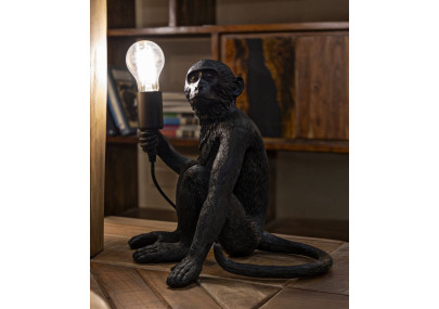 Lampe de table singe assis noir – Style contemporain 33x33x32 cm