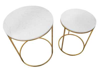 Table Simply Marble – Duo de marbre intemporel Ø52x63-42x53 cm