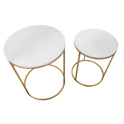 Table Simply Marble – Duo de marbre intemporel Ø52x63-42x53 cm