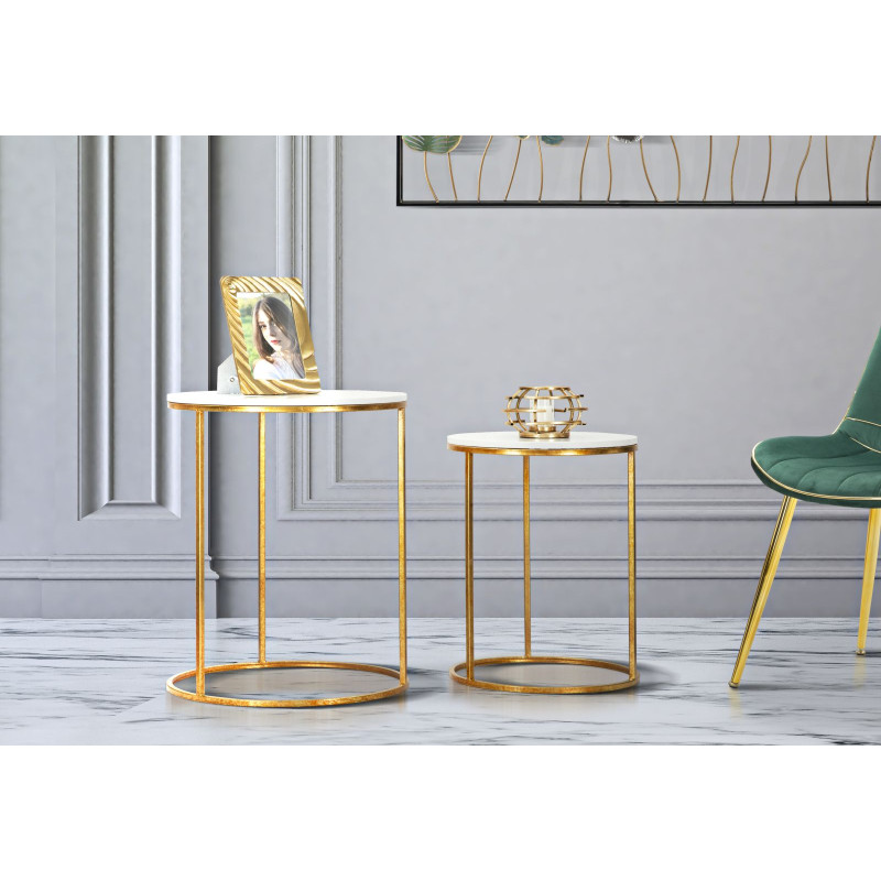 Table Simply Marble – Duo de marbre intemporel Ø52x63-42x53 cm