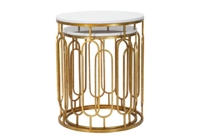 Table Tory Marbre – Chic contemporain Ø46x55-39x48 cm