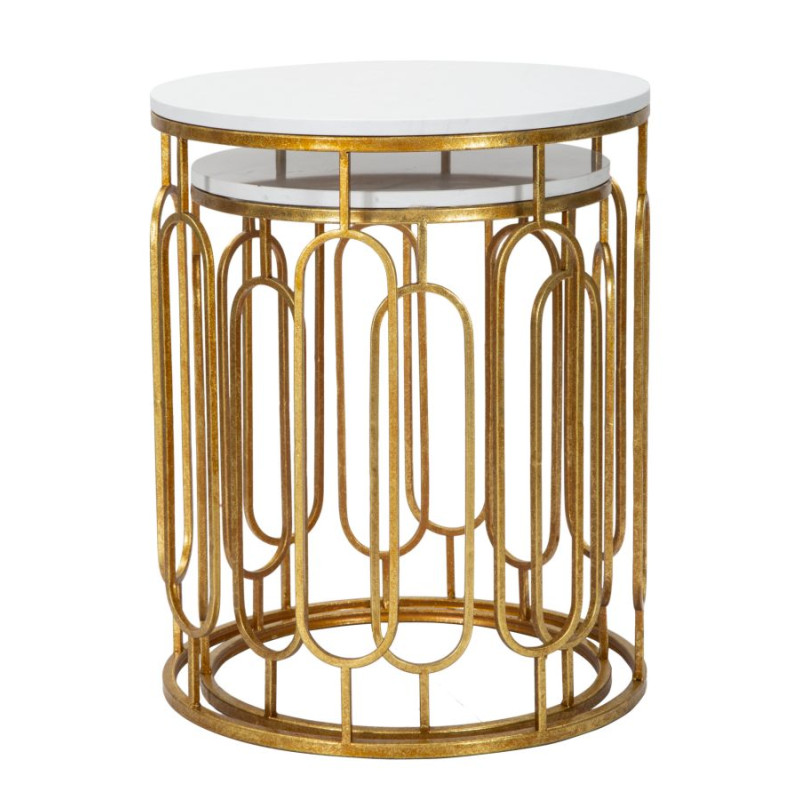 Table Tory Marbre – Chic contemporain Ø46x55-39x48 cm