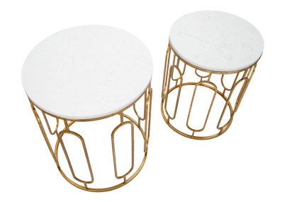 Table Tory Marbre – Chic contemporain Ø46x55-39x48 cm