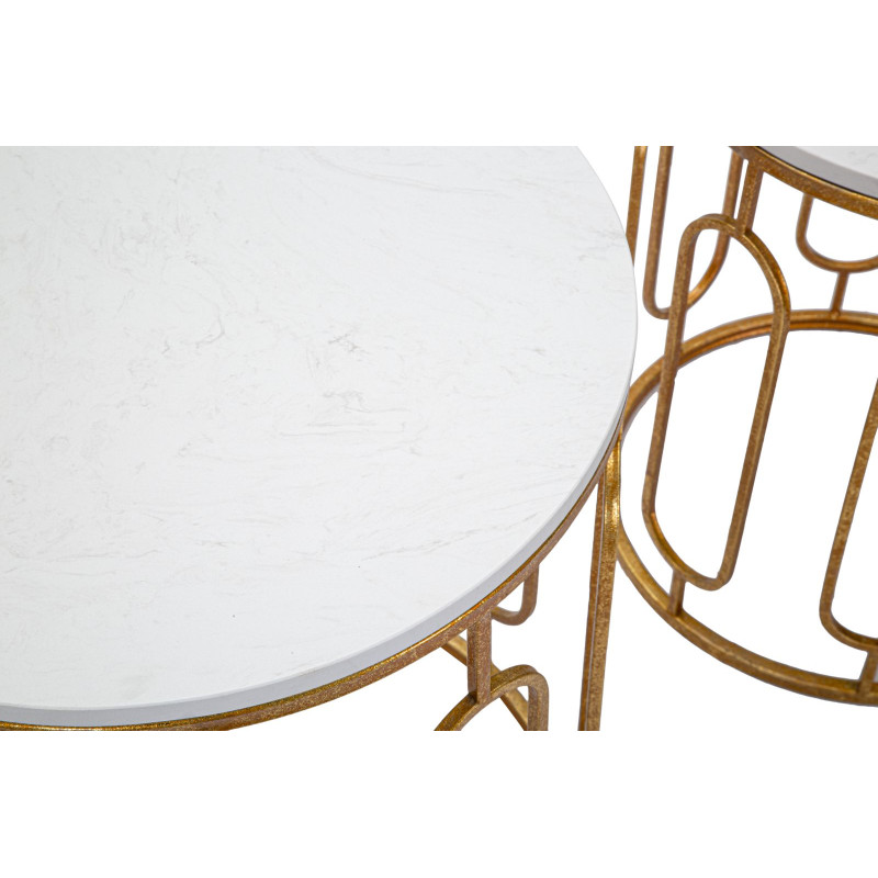 Table Tory Marbre – Chic contemporain Ø46x55-39x48 cm