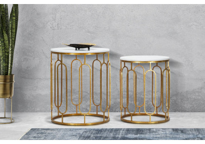 Table Tory Marbre – Chic contemporain Ø46x55-39x48 cm