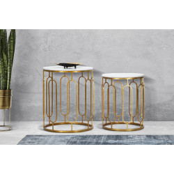 Table Tory Marbre – Chic contemporain Ø46x55-39x48 cm