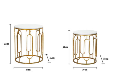 Table Tory Marbre – Chic contemporain Ø46x55-39x48 cm