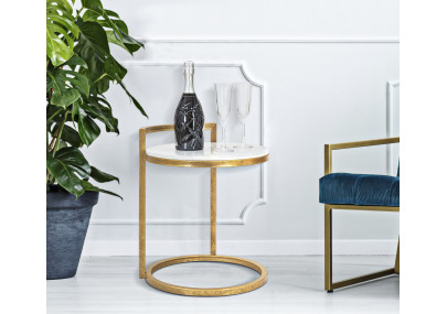 Table d’appoint ronde en marbre – Finesse naturelle 40x43x50 cm