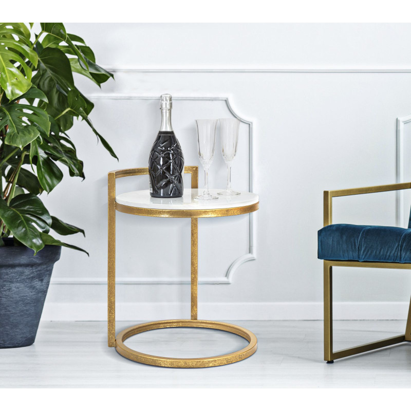 Table d’appoint ronde en marbre – Finesse naturelle 40x43x50 cm