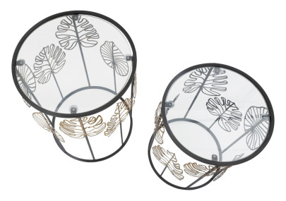 Table Foglie Glam – Éclat doré Ø38x55-33x50 cm