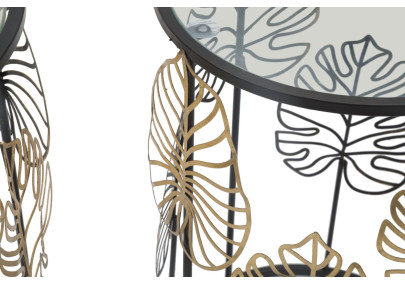 Table Foglie Glam – Éclat doré Ø38x55-33x50 cm
