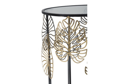 Table Foglie Glam – Éclat doré Ø38x55-33x50 cm