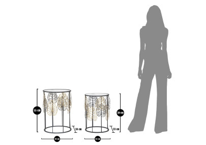 Table Foglie Glam – Éclat doré Ø38x55-33x50 cm