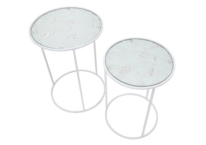 Table Blanc Harts – Duo lumineux Ø43x60-38x55 cm