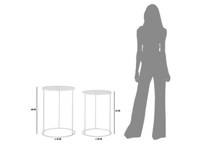 Table Blanc Harts – Duo lumineux Ø43x60-38x55 cm