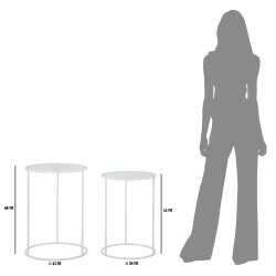 Table Blanc Harts – Duo lumineux Ø43x60-38x55 cm