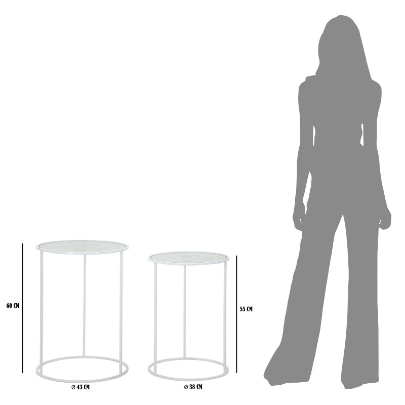 Table Blanc Harts – Duo lumineux Ø43x60-38x55 cm