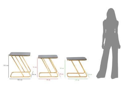 Ensemble de tables Simples – Harmonie équilibrée 44x50,5x55,5 - 39x49x51 - 34x47x45 cm