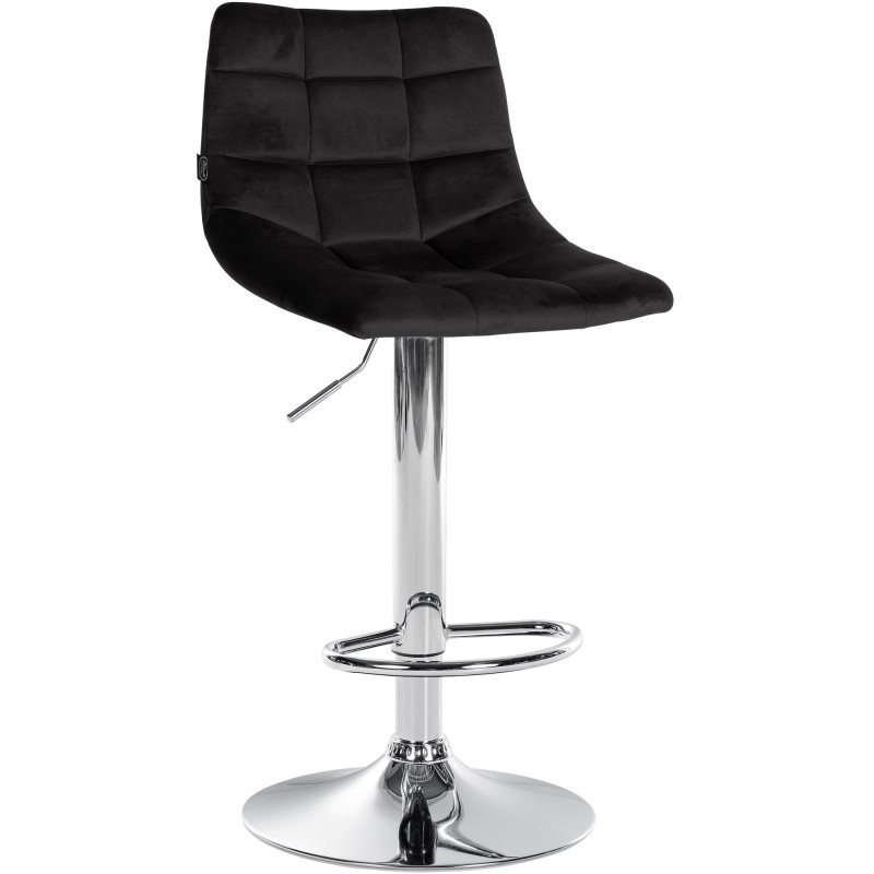 Tabouret de bar Jerry en velours, chromé noir