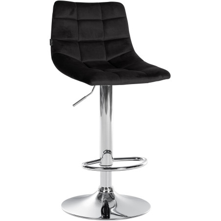 Tabouret de bar Jerry, velours, chrome, noir